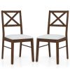 Upholstered Side Dining Chairs Set of 2 with Rubber Wood Frame