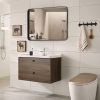 Bathroom Mirror 20"x 28" Wall Mirror with Rectangular Metal Frame, Gold
