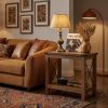 Rustic Country Side Table, End Table for Narrow Areas, Honey Brown Particleboard and Steel