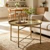 Center Table,Side Table with Hammered Floral Pattern Top,End Table,Round Coffee Table