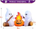 12FT Halloween Inflatables Decoration Giant Ghost with 3-Colored Flame Rotation LED Light Spooky Halloween Decorations Outdoor Blow Up Yard Decoration