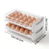 Egg Holder for Refrigerator, 2-Layer Drawer Egg Storage Box, 36 Egg Capacity, Food Grade PP, Clear Body with White Drawers, 12 x 6.9 x 6 Inches
