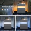 LED Nightstands 3 Drawer Dresser for Bedroom End Table with Acrylic Board LED Bedside Tables for Bedroom Living Room Bedside Furniture (White)