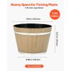 Set of 4 Large 11.81-inch Whiskey Barrel-Style Planters with Drainage Holes, Durable Plastic Flower Pots for Indoor and Outdoor Use