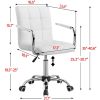 Modern Adjustable Faux Leather Swivel Office Chair with Wheels, White