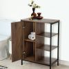 34"H x 24' W x 13"D Bathroom Cabinet with Steel Frame, 3 Shelves, Brown