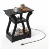 3-Tier End Table with Charging Station, Slim Side Table with USB Ports & Outlets, Modern Nightstand for Small Spaces, Living Room, Bedroom, Black