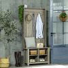 Hall Tree with Shoe Storage Bench Entryway Bench for Living Room, Grey