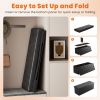 43" Storage Ottoman Bench, Foldable Storage Chest, End of Bed Foot Stool with Padded Seat, Bedroom Bench, Support 660lbs, PVC Black