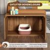 31.5" Walnut Cat Litter Box Enclosure Furniture, Large Decorative Hidden Litter Box Cabinet
