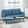 55" Loveseat Sofa for Bedroom, Modern Love Seats Furniture with Button Tufting, Upholstered Small Couch for Living Room, Small Space, Dark Blue