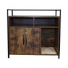 Rustic Brown Wooden Cat Litter Box Enclosure, Spacious Hidden Cat Litter Box with Scratching Mat Furniture for Bedroom, Bathroom