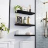 Wall Mounted Rustic Wood Shelves for Bathroom, Bedroom, Living Room, Kitchen, Hanging Shelf for Books/Storage/Room Decor with 22lbs Capacity (Black