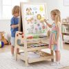 2-in-1 Kids Art Easel with Magnetic Whiteboard and Marble Run Game