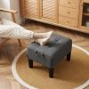 Small Footstool Ottoman with Thick Cushion, Angled Legs, Hidden Storage Compartment, Dark Gray