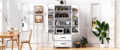 K&K 71" Farmhouse Kitchen Pantry Cabinet with 2 Large Drawers