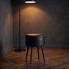 Round Storage Vanity Stool, Ink Black on Ink Black