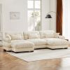 U Shape Modular Sectional Sofa Couch with Two Movable Ottomans, Modern 3 Seat Corner Sofa With Waist Pillows, Throw Pillows and Blostered Armrests