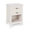 Grayish White Rattan Nightstand with Drawer, Boho 27" Tall Bedside Table with Storage for Small Spaces