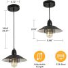 Farmhouse Vintage Pendant Light Black Fixture Pendant Lights with Spring Frame Adjustable Metal Hanging Lamp for Kitchen Island Dining Room Bedroom Li