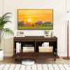Mid Century Fluted TV Stand for 40" TV with 2 Hidden Compartments and Metal Legs Quality Hinges with As A TV Stand, Display Case and Storage Cabinet