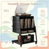 Rolling Turntable Stand with Power Outlets Record Player Stand on Wheels for Easy Movement And Organization