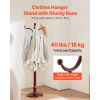 Coat Rack Freestanding, Wooden Coats Rack Stand with Weighted Base & 11 Hooks, Free Standing Hall Coat Tree for Entryway, Bedroom, Living Room