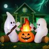 12FT Halloween Inflatables Decoration Giant Ghost with 3-Colored Flame Rotation LED Light Spooky Halloween Decorations Outdoor Blow Up Yard Decoration