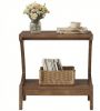 Narrow Wood End Table with 2-Tier Storage Shelf Side Table for Living Room Bedroom Rustic Style Furniture