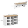 2-in-1 Coat Rack Shoe Bench Set 9 Pair Storage Cabinet Hall Tree Entryway Hallway Mudroom Bedroom Organizer White
