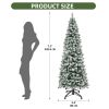 7.5ft Pre-lit Snow Flocked Pencil Christmas Tree with 1000 Branch Tips & 350 Lights, Remote Control, White Flocked