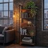 5-Tier Industrial Bookshelf, Slim Storage Bookcase with Steel Frame, Rustic Brown and Black