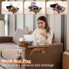 Couch Armrest Tray 3 in 1 Sofa Arm Tray Table with Swivel Cup Holder Phone Stand, Acacia