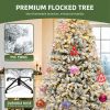 7.5 ft Pre-lit Snow Flocked Artificial Christmas Tree with 1346 Branch Tips, Green