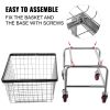 Wire Laundry Cart, 2.8Bushel Wire Laundry Basket with Wheels, 26.7''x21.7''x26.4'' Commercial Wire Laundry Basket Cart, Steel Frame with Chrome Finish