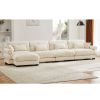L Shaped Sectional Cloud Sofa , Convertible Deep 4 Seater Modular Couch for Living Room,Modern Velvet Comfy Upholstered Corner Couch Waist Pillows