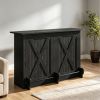 2-Tier Home Bar Unit 63 Inch Coffee Cabinet with Footrest Bar Table for Home Use