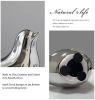 Small Birds Statues Gold Home Decor Modern Style Figurine Decorative Ornaments for Living Room, Bedroom, Office Desktop, Cabinets (M&L, Silver)