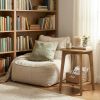 MODERN Square Side Table with Storage Shelf, Accent Table, End Table, Honey Brown