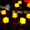Dazzle Bright 12 Pack Halloween Spider Tea Lights Candles, Battery Operated LED Flameless Spider Candles Holder Lights