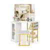 Corner Vanity Desk with Mirror and Lights Makeup Dressing Table with Triple Mirror