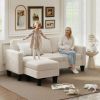 Sectional Sofa, L Shaped Couch, with Reversible Chaise or Ottoman, Cream White