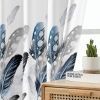 Blue Feather Print Semi-Blackout Curtain Set, 2 Panels 52 x 84 Inches Each