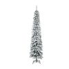 Snow-Flocked 7' Tall Slim Pencil Christmas Tree, Artificial Tree with Realistic Branches & 603 Tips, Green (Excluding ball)