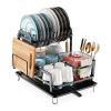2-Tier 16.65x14.57x13.11in Dish Drying Rack for Kitchen Dish Rack with Drainboard Detachable Kitchen Drainer Organizer Set with Utensil Holder Bowl Ra