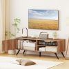 TV Stand for TVs Up To 55 Inch Mid Century Modern Entertainment Center with Storage Cabinet 5 Raised Support Legs Cable Management Hole