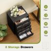 5 Drawer Storage Cabinet with Wheels for Bedroom, Home, Office Organization, Black