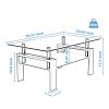 Glass Coffee Table, 38.6" Modern Rectangle Side Center Tables with Clear Tempered Glass Top for Living Room Black