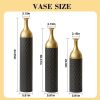 3-Piece Handcrafted Metal Floor Vase Set, Black & Gold Honeycomb Pattern Vases (24.8"/30.31"/34.25") for Living Room Entryway
