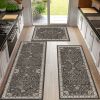 Kitchen Rug Sets of 3 Washable Boho Kitchen Rugs and Runner Carpets Non Slip Kitchen Area Rug for Laundry Room Entryway Hallway
